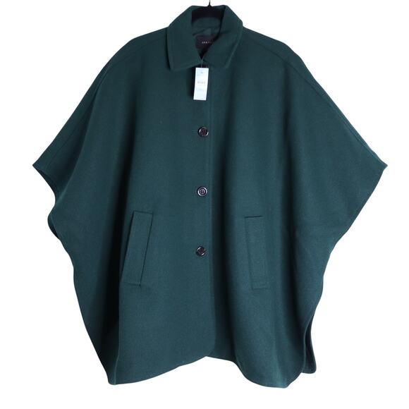 Ann Taylor Jackets & Blazers - ANN TAYLOR NWT Buttoned Trench Cape Dark Green Wool Blend Women's MP
